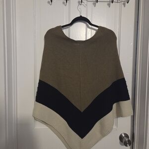 Elegant Tan and Black Poncho